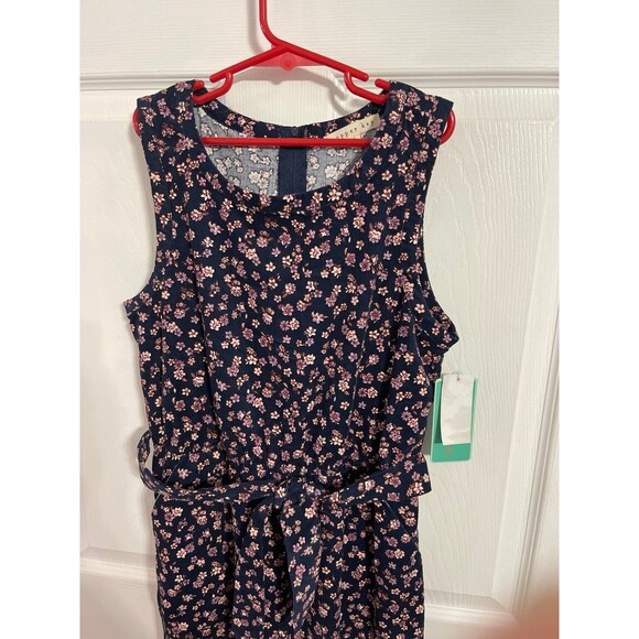 Copper Key Navy Blue Floral Sleeveless Jumpsuit Size L New With Tags - Picture 3 of 8